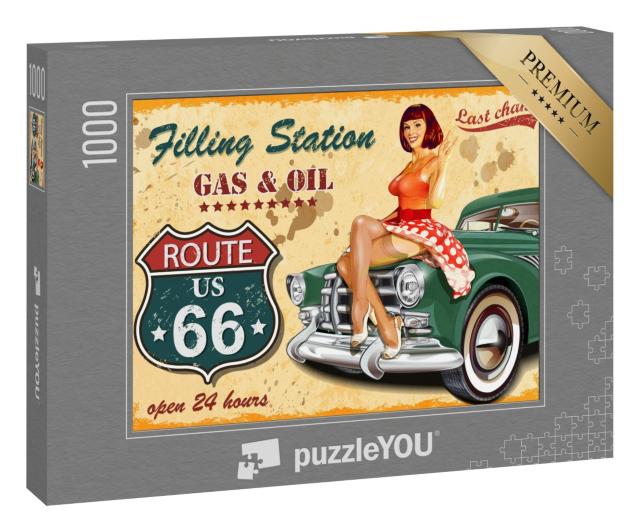 Puzzle „Retro Tankstellenschild der Route 66“