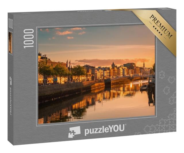 Puzzle 1000 Teile „Schöne goldene Stunde: Blick über Dublin, Irland“