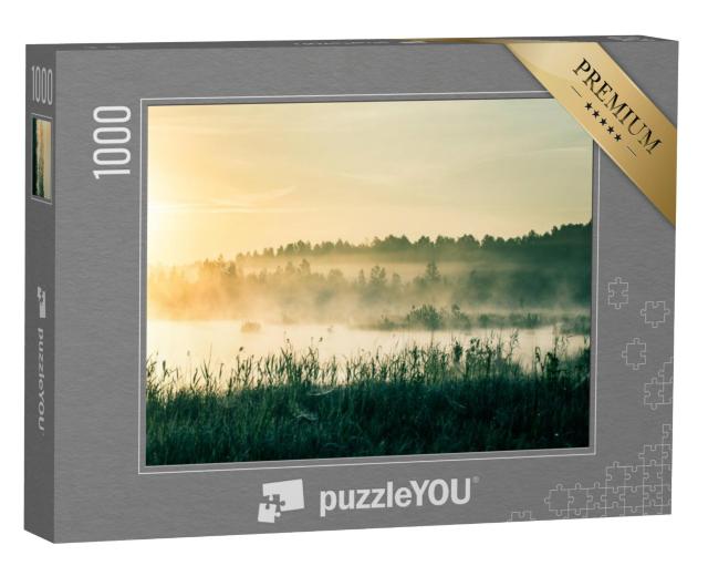 Puzzel 1000 stukjes „Waterrijk landschap met zon, Letland, Noord-Europa“