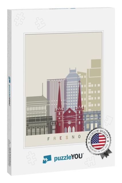Fresno Skyline Poster in Editable Vector File... Jigsaw Puzzle