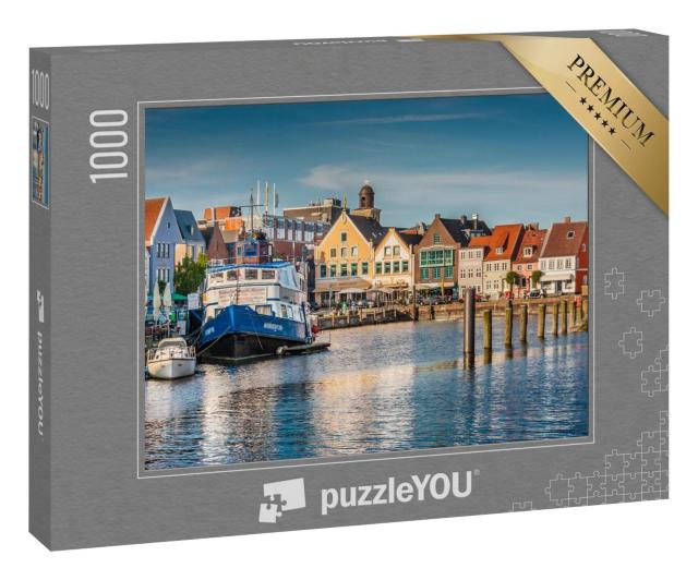 Puzzle 1000 Teile „Altstadt von Husum: Heimat von Theodor Strom in Nordfriesland, Schleswig-Holstein“