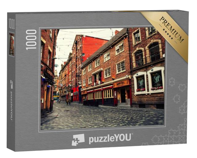 Puzzel 1000 stukjes „Rode bakstenen huizen: levendig centrum van Liverpool, Engeland“