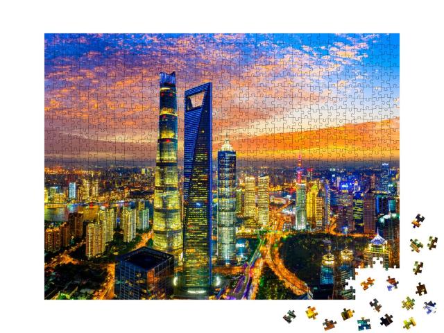 Puzzle 1000 Teile „Shanghai bei Nacht“