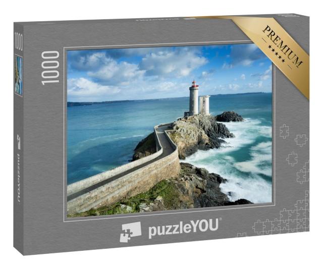 Puzzle 100 Teile „Blick auf den Phare du petit minou in Plouzane, Bretagne, Frankreich“