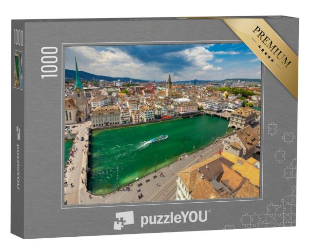 Puzzel 1000 stukjes „Münsterbrücke brug over de Limmat in Zürich“