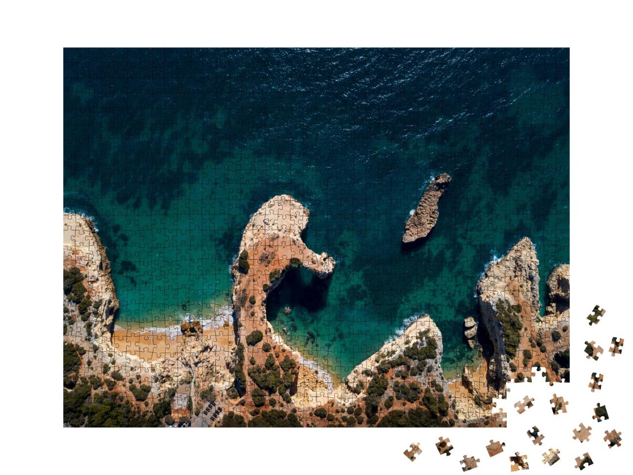 Puzzle 1000 Teile „Albandeira-Strand von oben, Algarve, Portugal“
