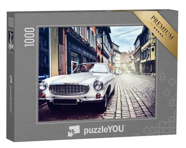 Puzzel 1000 stukjes „Retro auto in de oude stad“