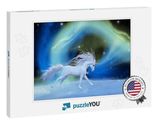 Mystic Unicorn 3D Illustration - a White Magical Unicorn... Jigsaw Puzzle
