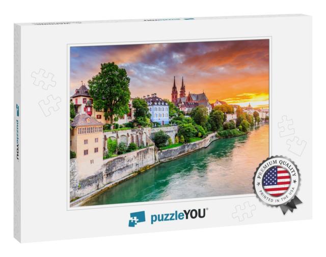 Basel, Switzerland. Old Town with Red Stone Munster Cathe... Jigsaw Puzzle