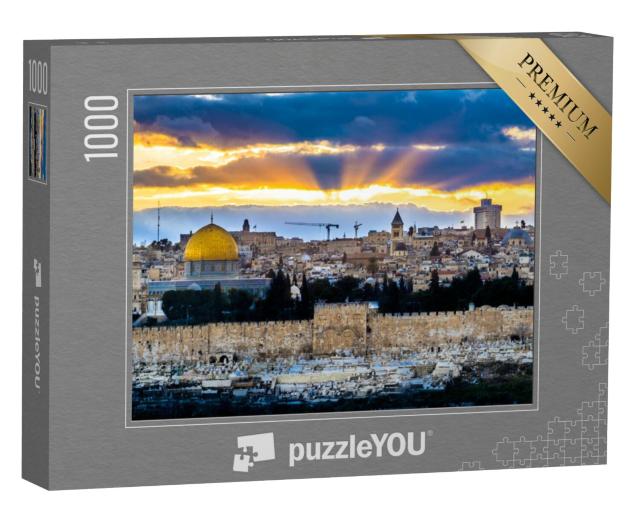 Puzzel 1000 stukjes „Zonnestralen boven de Oude Stad van Jeruzalem“