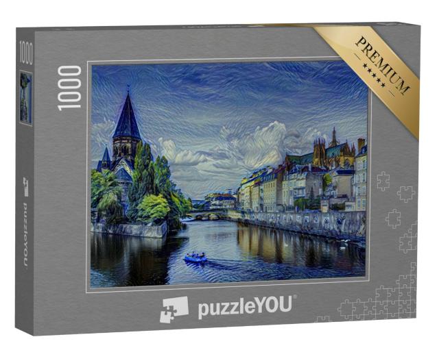 Puzzel 1000 stukjes „in de kunststijl van van Gogh, Sterrennacht - Metz, Lotharingen - Puzzelcollectie Kunstenaars & Schilderijen“