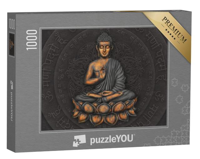 Puzzel 1000 stukjes „Gautama Boeddha tegen de achtergrond van de mantra“