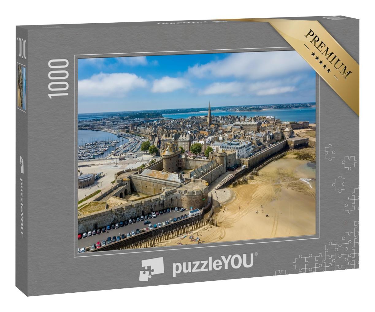 Puzzle 1000 Teile „Luftaufnahme von Saint Malo, Stadt der Freibeuter, Bretagne, Frankreich“