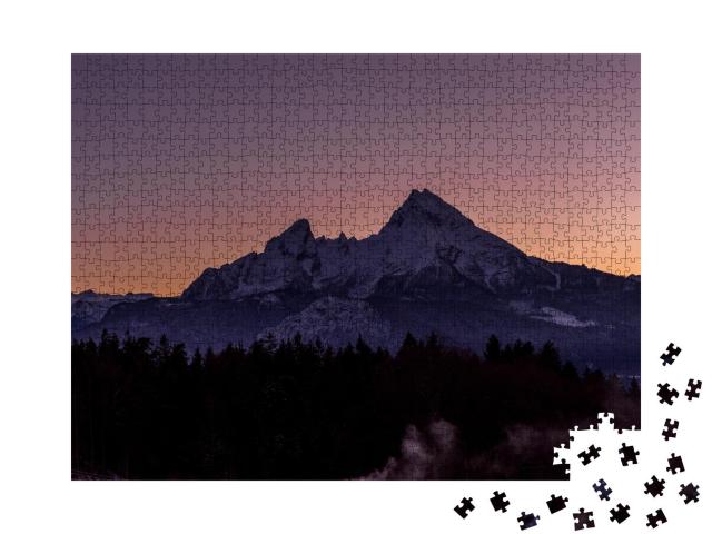 Puzzle 1000 Teile „Sonnenuntergang über dem Watzmann, Berchtesgaden, Deutschland“