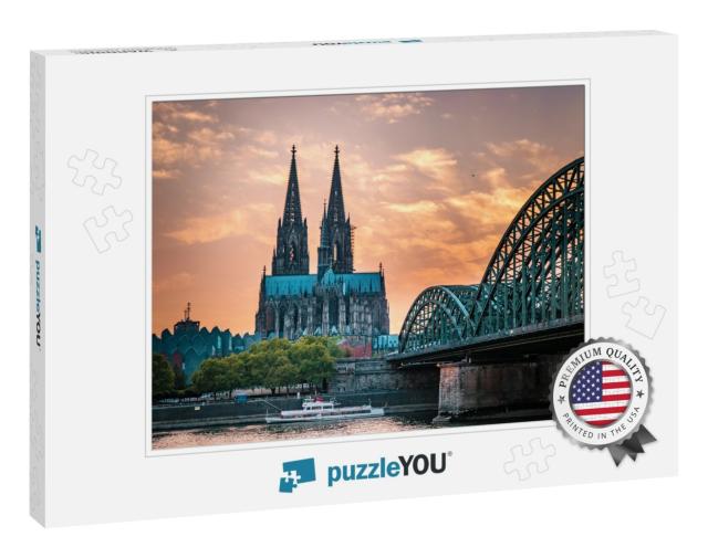 Cologne Cathedral & Hohenzollern Bridge, Cologne, Germany... Jigsaw Puzzle