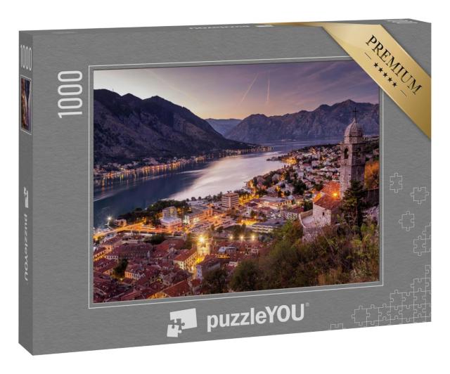 Puzzle 1000 Teile „Montenegro: Stadt Kotor in der Dämmerung“