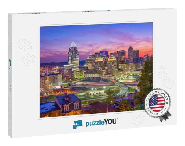 Cincinnati, Ohio, USA Downtown Cityscape At Dusk... Jigsaw Puzzle