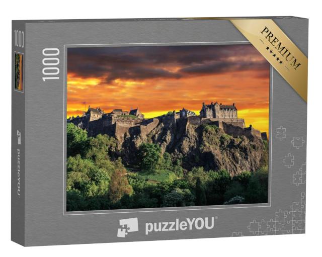 Puzzel 1000 stukjes „Spectaculaire zonsondergang op de heuvel van Edinburgh Castle, Schotland“