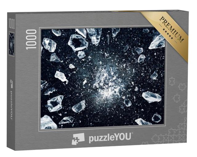 Puzzel 1000 stukjes „IJs, gemalen op een zwarte achtergrond“