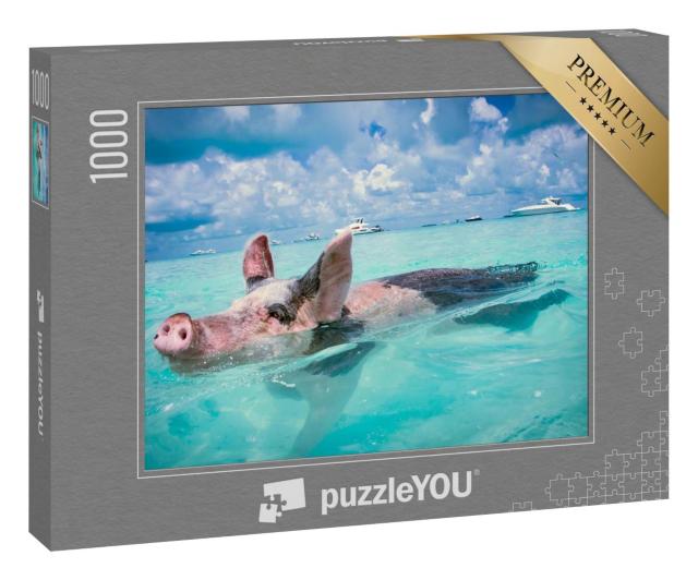 Puzzle 100 Teile „Die schwimmenden Schweine der Bahamas“