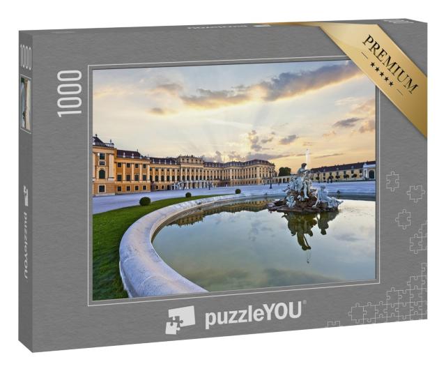 Puzzle 1000 Teile „Front des Schlosses Schönbrunn in Wien bei Sonnenuntergang“