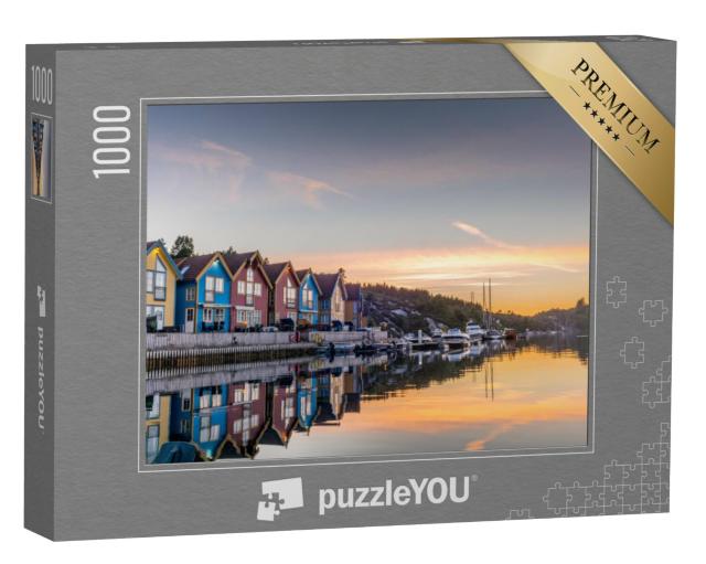 Puzzel 1000 stukjes „Reflecties op het zeewater aan de fjord van Bergen, Noorwegen“