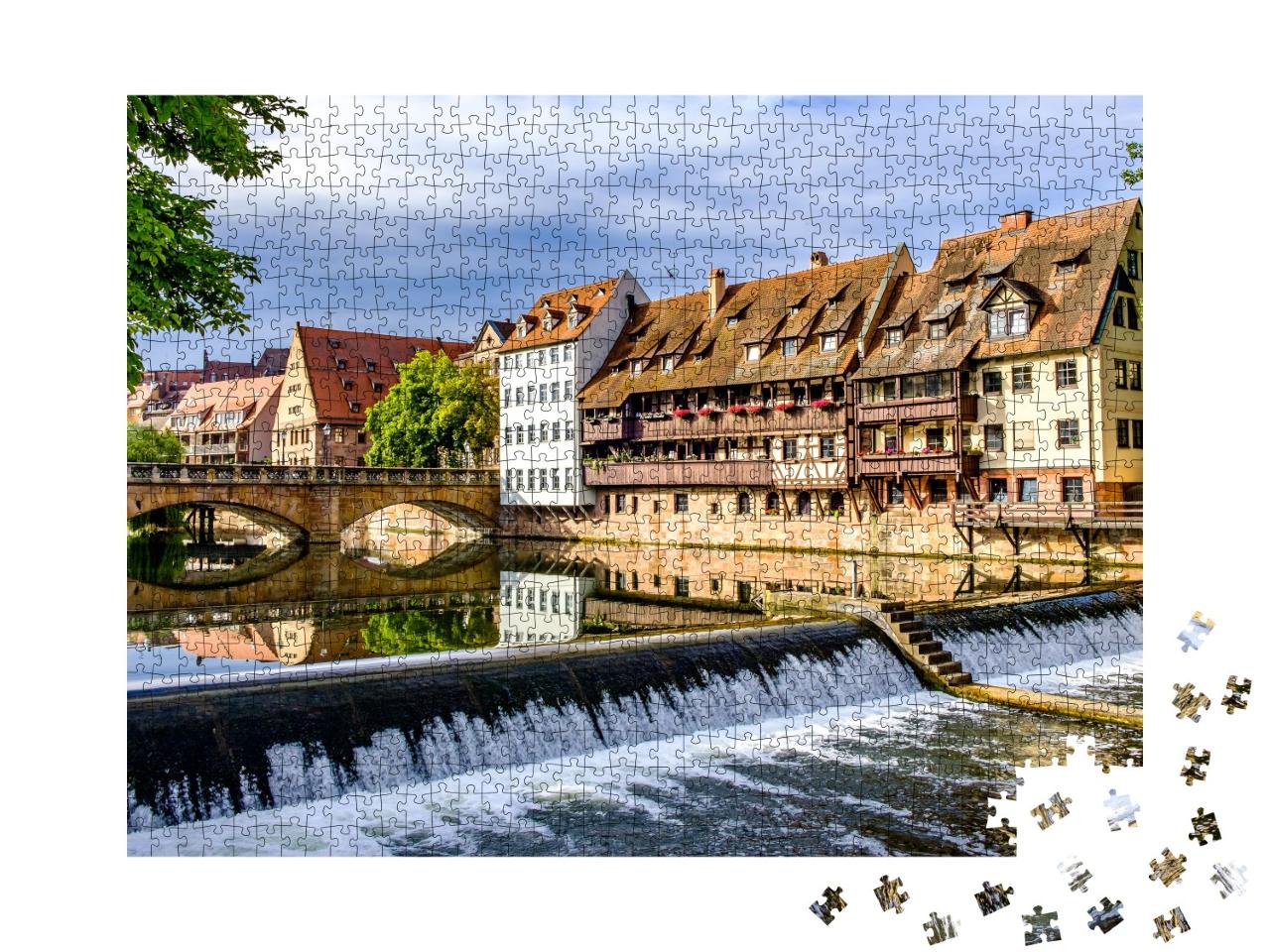 Puzzle 1000 Teile „Historische Fassade: Altstadt von Nürnberg, Deutschland“