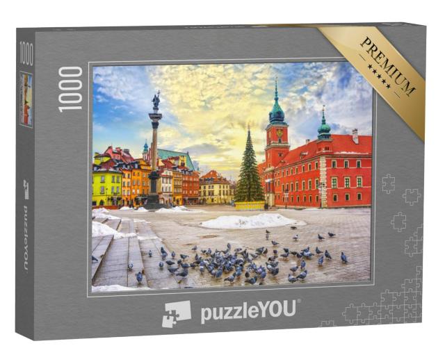 Puzzel 1000 stukjes „Oude binnenstad van Warschau met kasteel, Sigismund Kolom en herenhuizen“