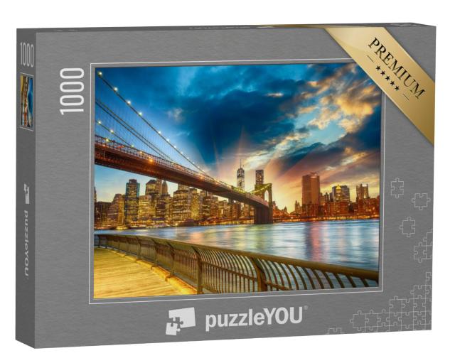 Puzzel 1000 stukjes „Zonsondergang boven Manhattan, New York City, VS“