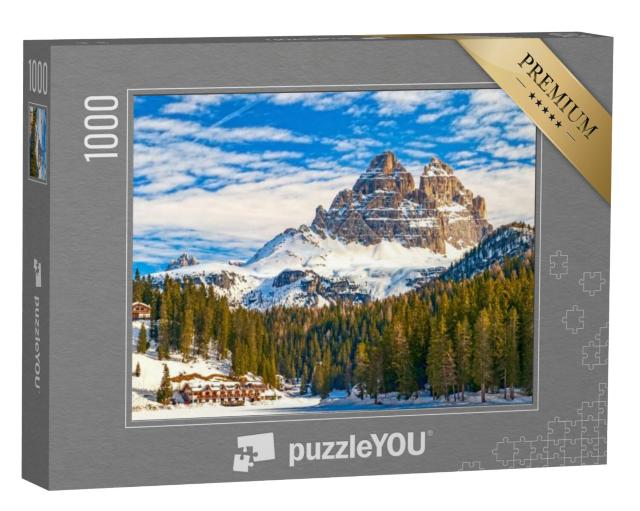 Puzzel 1000 stukjes „Drie toppen vanaf het Misurina-meer in de Dolomieten“