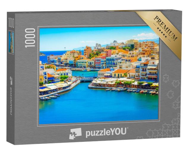 Puzzel 1000 stukjes „Agios Nikolaos en het Voulismeni-meer op het eiland Kreta, Griekenland“