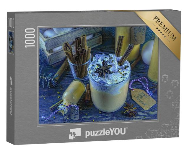 Puzzel 1000 stukjes „in de kunststijl van van Gogh, Sterrennacht - Kerstmis Bombardino Livigno Cocktail“