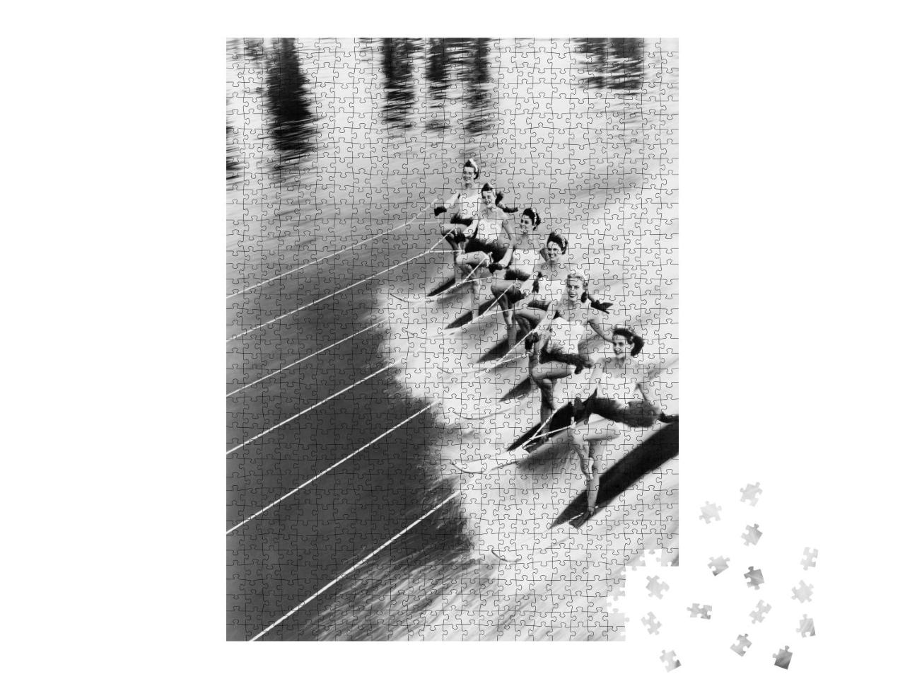 Puzzle 1000 Teile „Historische Atmosphäre: Damengruppe beim Syncron-Wasserski“
