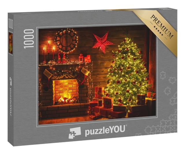 Puzzle 1000 Teile „Kaminfeuer zur Weihnachtszeit“