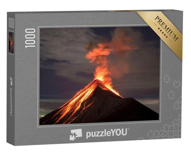 Puzzel 1000 stukjes „Lava bij de Fuego vulkaan in Antigua, Guatemala“