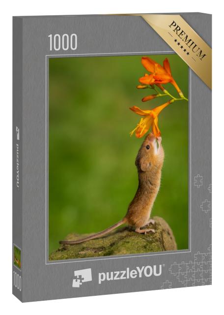 Puzzle 1000 Teile „Kleine Maus mit Blume“