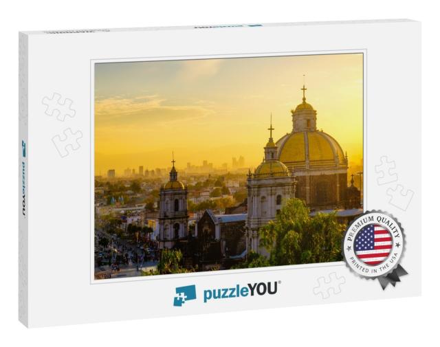 Scenic View At Basilica of Guadalupe with Mexico City Sky... Jigsaw Puzzle