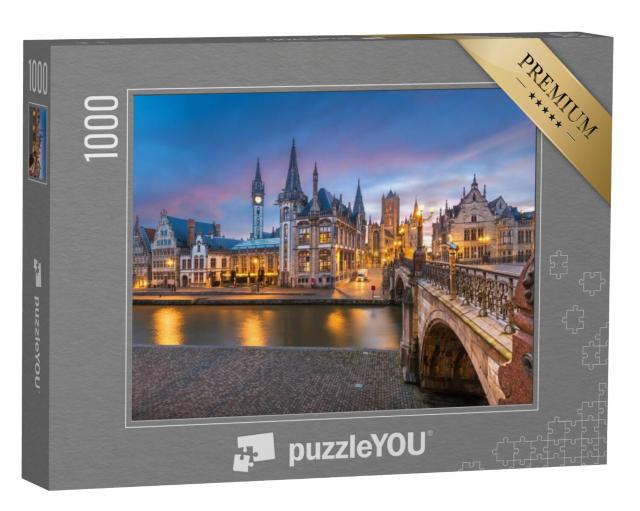 Puzzel 1000 stukjes „Oude binnenstad van Gent bij dageraad, België“