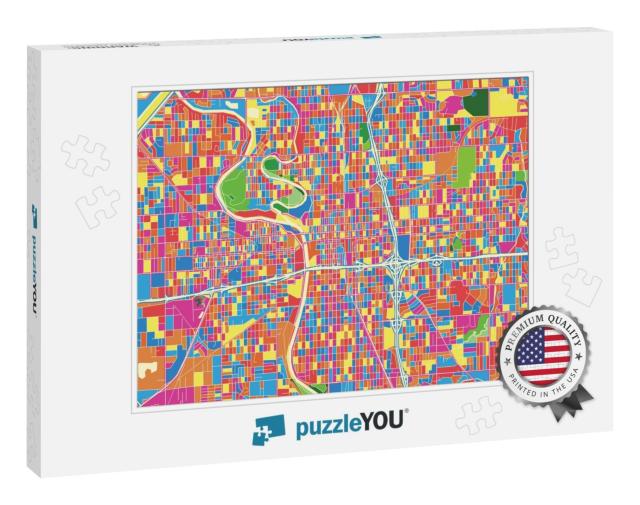 Colorful Vector Map of Wichita, Kansas, U. S. A.. Art Map... Jigsaw Puzzle