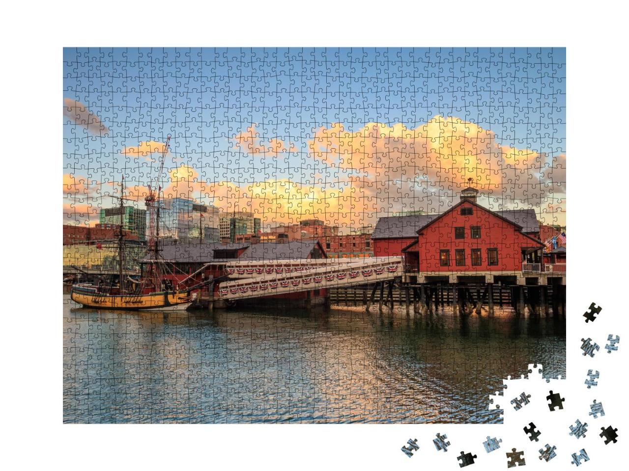 Puzzle 1000 Teile „Boston Harbor im Sonnenuntergang, Massachusetts, USA“