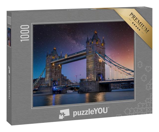 Puzzle 1000 Teile „Klare Sternennacht über der Tower Bridge in London“