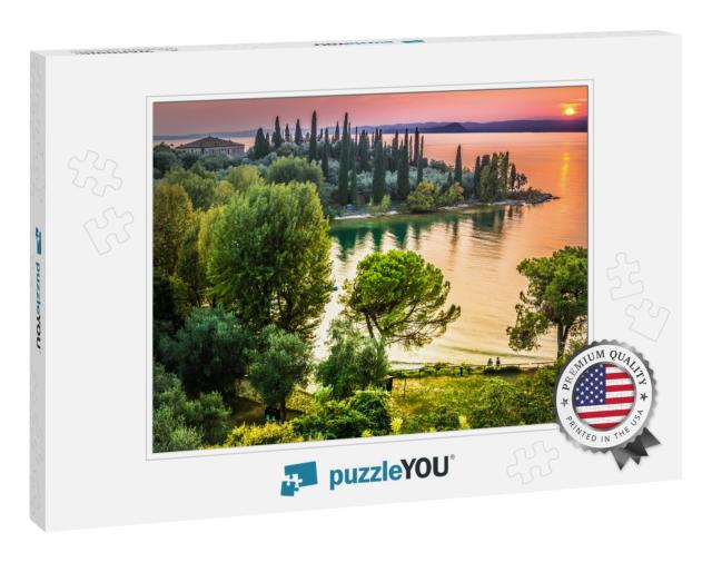 A Beautiful Sunset Over the Lake Garda. Italy... Jigsaw Puzzle