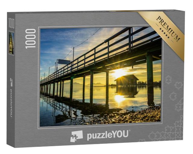 Puzzel 1000 stukjes „Steiger aan de Chiemsee bij zonsondergang, Beieren, Duitsland“