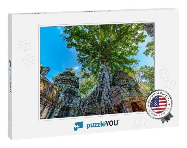 Ruins of Ta Prohm Covered by Tetrameles Tree, Angkor, Sie... Jigsaw Puzzle