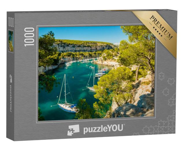 Puzzel 1000 stukjes „Calanque de Port Miou - fjord bij het dorp Cassis in de Provence, Frankrijk“