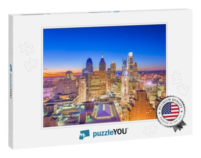 Philadelphia, Pennsylvania, USA Downtown City Skyline Roof... Jigsaw Puzzle