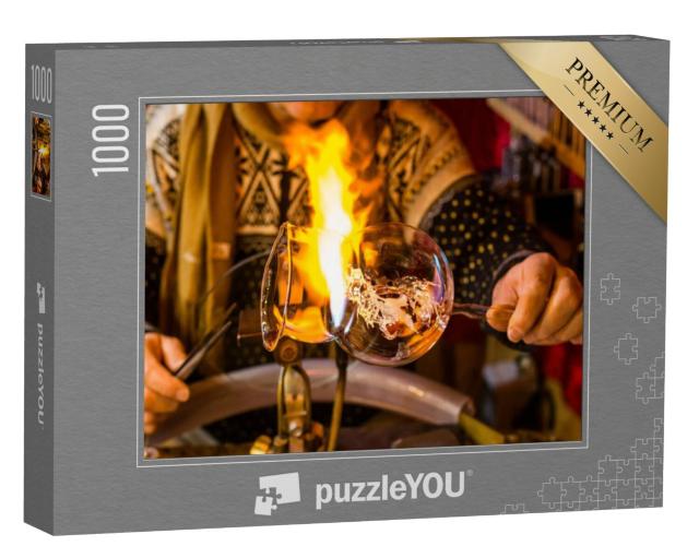 Puzzel 1000 stukjes „De productie van glazen kerstballen“