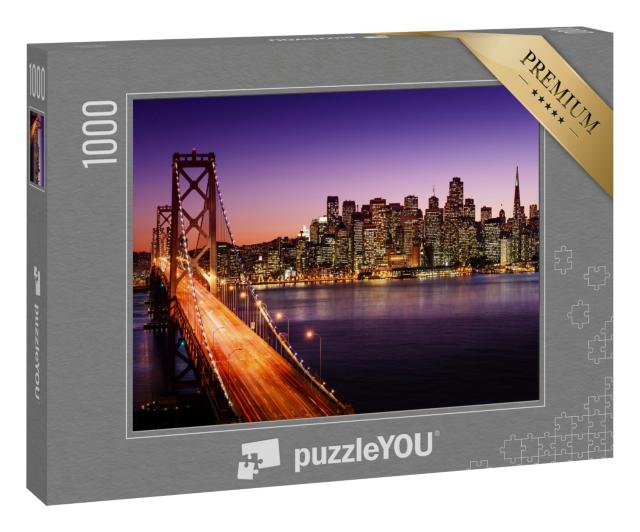 Puzzle 1000 Teile „Kalifornien: San Francisco und Bay Bridge bei Nacht“