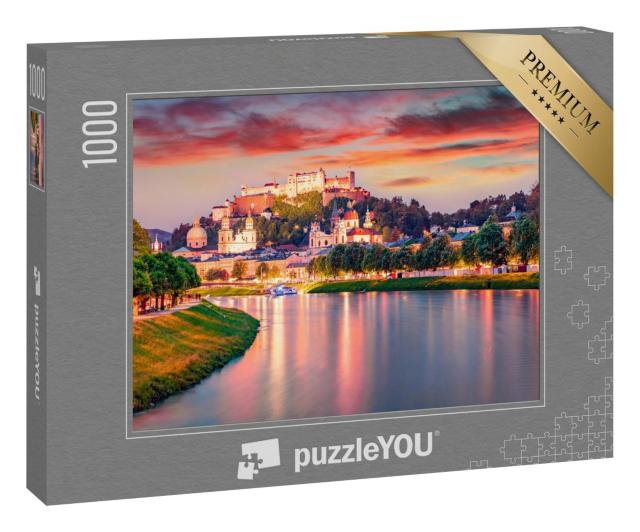Puzzle 1000 Teile „Sommeransicht der Altstadt von Salzburg bei Sonnenuntergang“