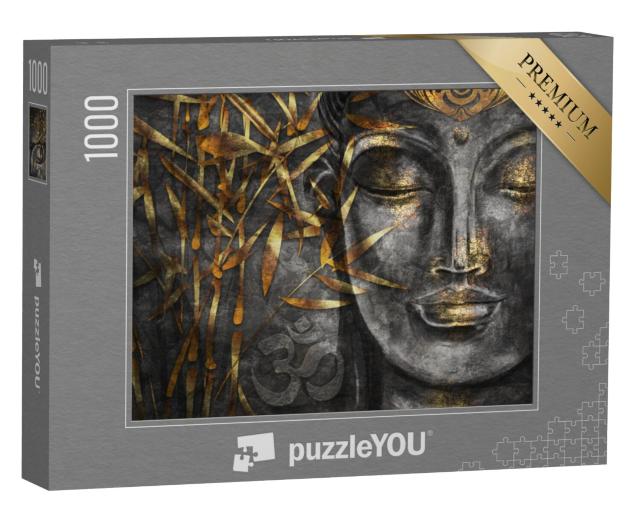 Puzzel 1000 stukjes „Digitale kunstcollage gecombineerd met aquarel: Bodhisattva Boeddha“